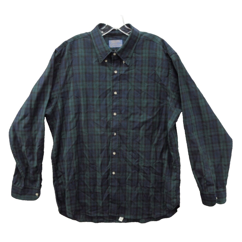 Pendleton Mens Shirt XL Black Watch Tartan L/S Flannel 100% Wool VTG 70s 80s 90s